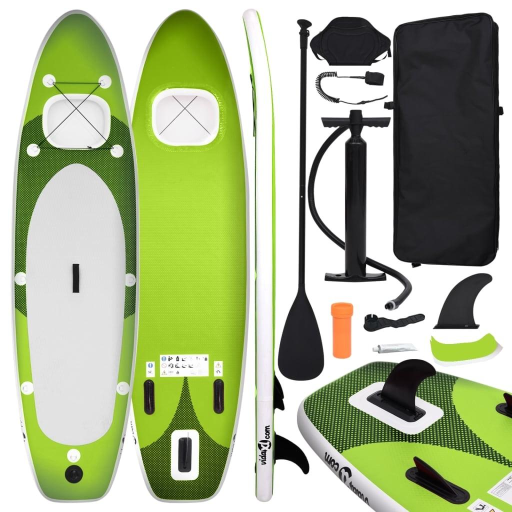 Oppusteligt paddleboardsæt 330x76x10 cm grøn