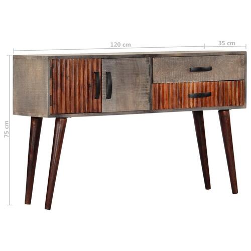 Konsolbord 120 x 35 x 75 cm massivt ru mangotræ grå