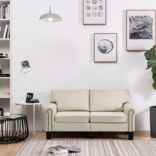 2-personers sofa stof cremefarvet