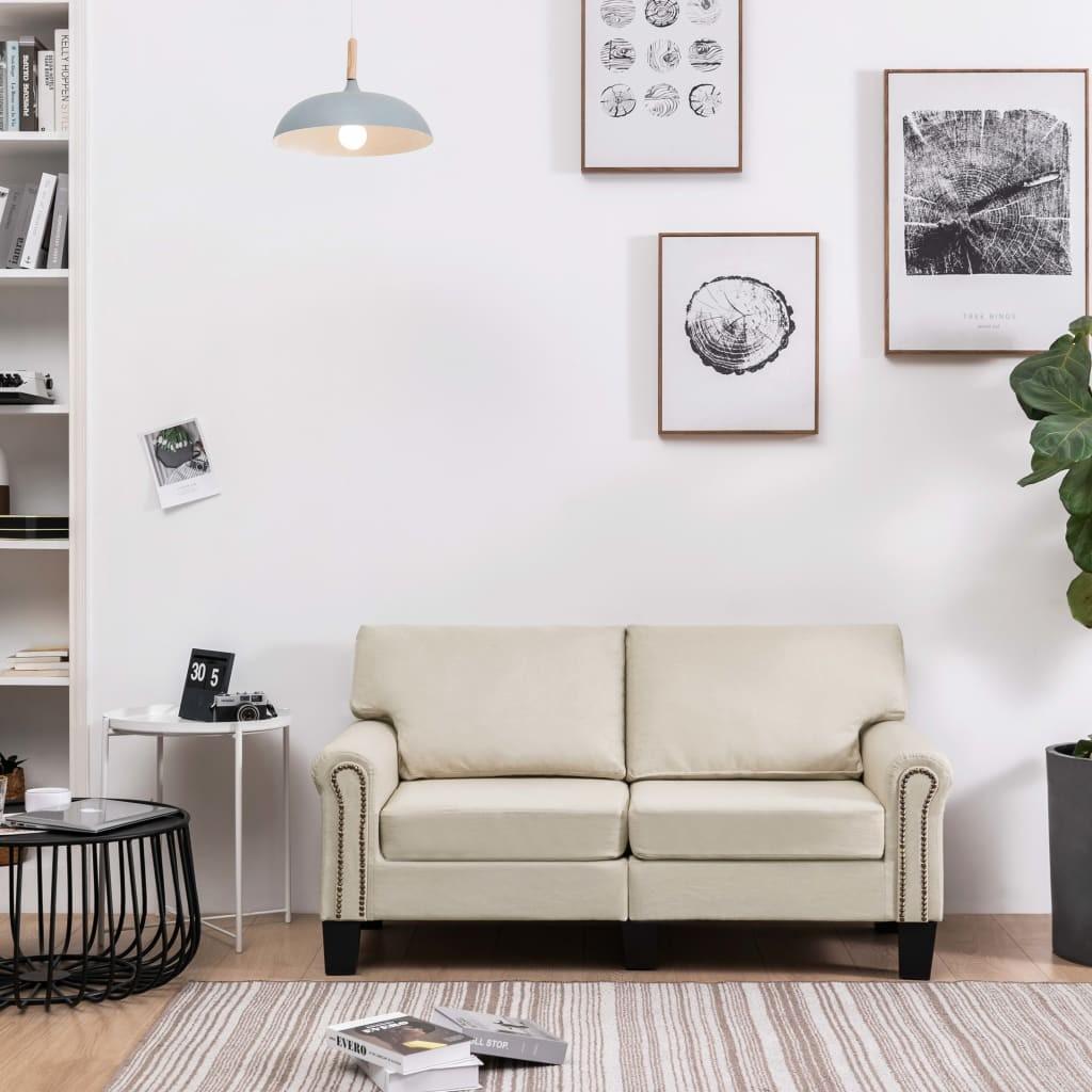 2-personers sofa stof cremefarvet