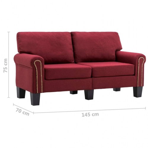 2-personers sofa stof vinrød