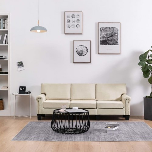 3-personers sofa stof cremefarvet