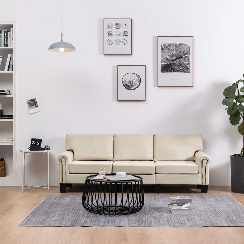 3-personers sofa stof cremefarvet