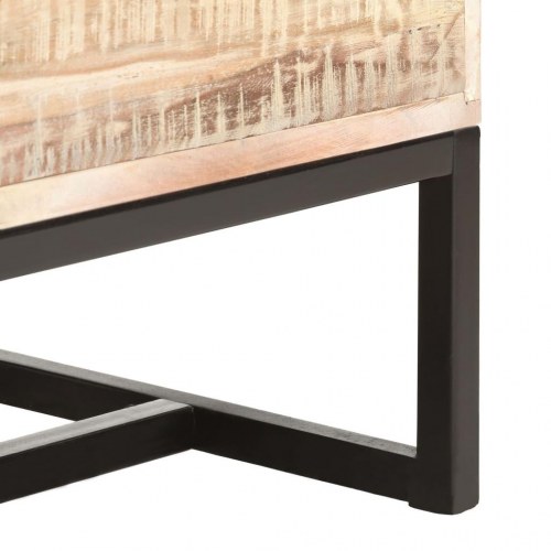 Skænk 73 × 30 × 75 cm i massivt akacietræ - hvid med stålben