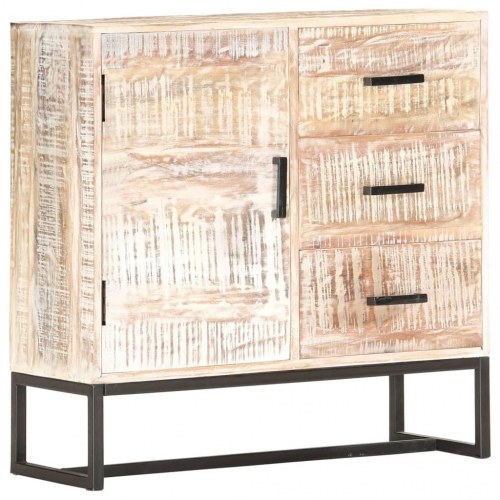 Skænk 73 × 30 × 75 cm i massivt akacietræ - hvid med stålben