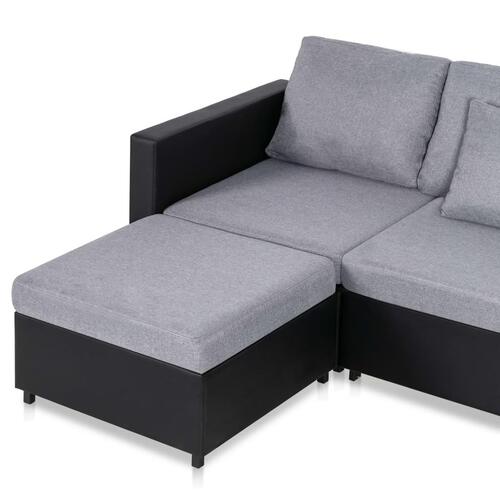 4-personers sovesofa med udtræk kunstlæder sort