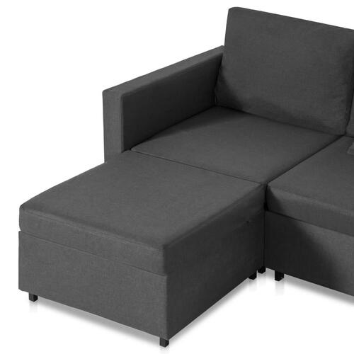 4-personers sovesofa med udtræk stof mørkegrå
