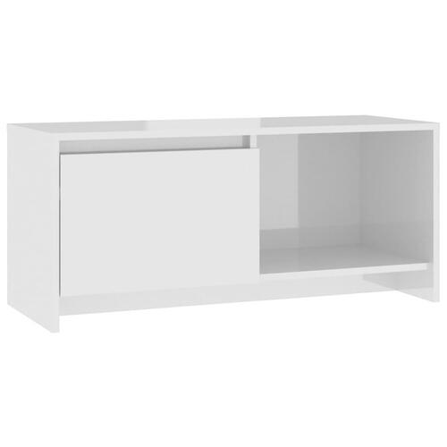 Tv-bord 90x35x40 cm konstrueret træ hvid højglans