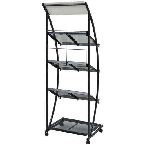 Magasinholder 47x40x134 cm sort og hvid A4