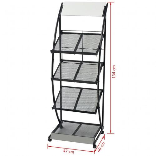Magasinholder 47x40x134 cm sort og hvid A4