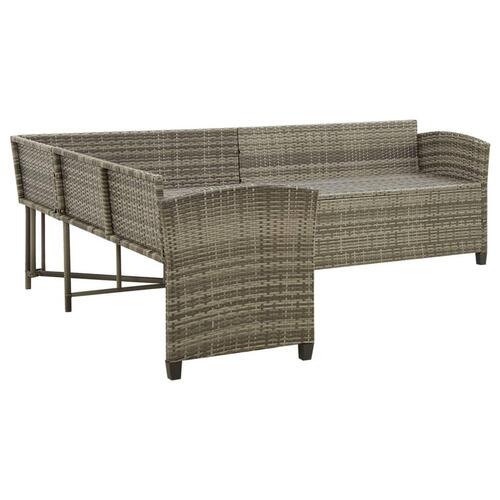 Loungesæt til haven 2 dele med hynder polyrattan grå