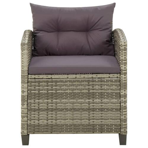 Havestol med hynder polyrattan grå