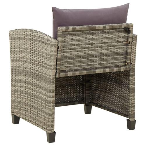 Havestol med hynder polyrattan grå