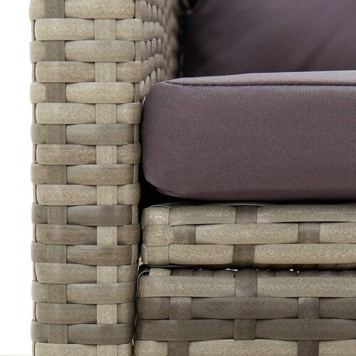 Havestol med hynder polyrattan grå