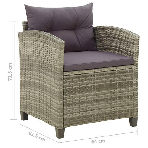 Havestol med hynder polyrattan grå