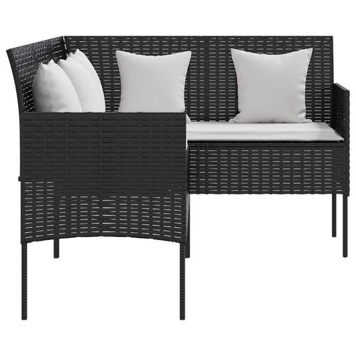 Sofasæt med hynder 5 dele L-facon polyrattan sort
