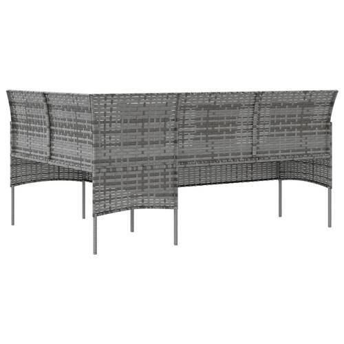 Sofasæt med hynder 5 dele L-facon polyrattan grå
