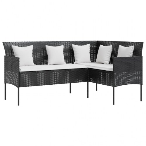 L-formet sofa med hynder polyrattan sort