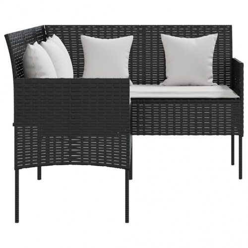 L-formet sofa med hynder polyrattan sort