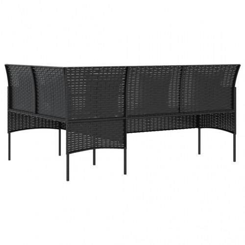 L-formet sofa med hynder polyrattan sort