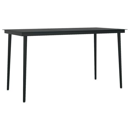 Havebord 140x70x74 cm stål og glas sort