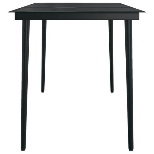 Havebord 140x70x74 cm stål og glas sort