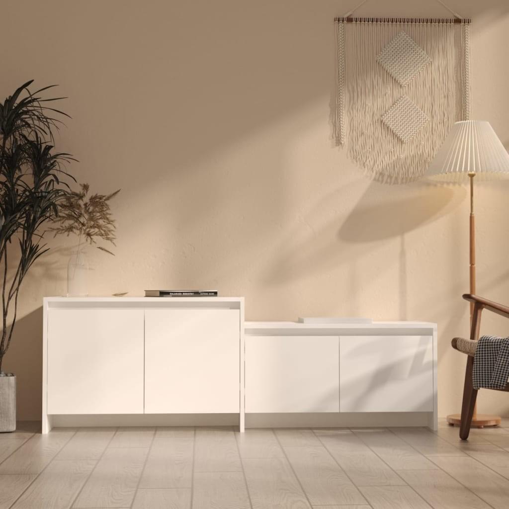 Tv-bord 146,5x35x50 cm konstrueret træ hvid