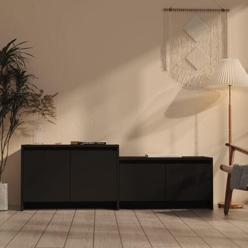 Tv-bord 146,5x35x50 cm konstrueret træ sort