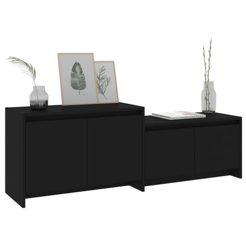 Tv-bord 146,5x35x50 cm konstrueret træ sort
