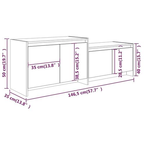 Tv-bord 146,5x35x50 cm konstrueret træ sort