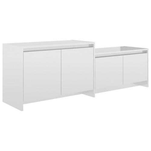 Tv-bord 146,5x35x50 cm konstrueret træ hvid højglans
