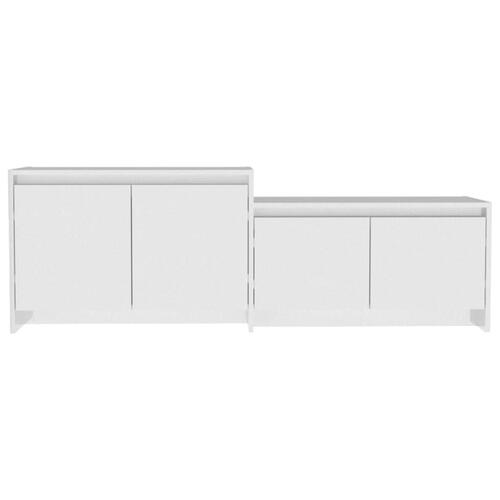 Tv-bord 146,5x35x50 cm konstrueret træ hvid højglans