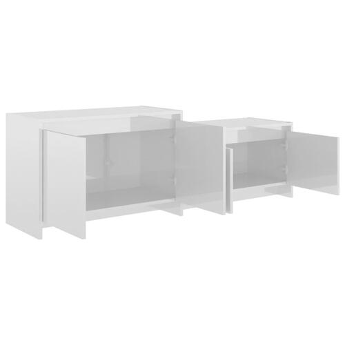 Tv-bord 146,5x35x50 cm konstrueret træ hvid højglans