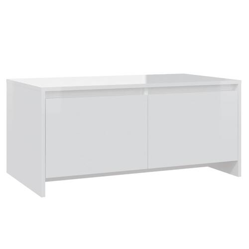 Sofabord 90x50x41,5 cm konstrueret træ hvid højglans