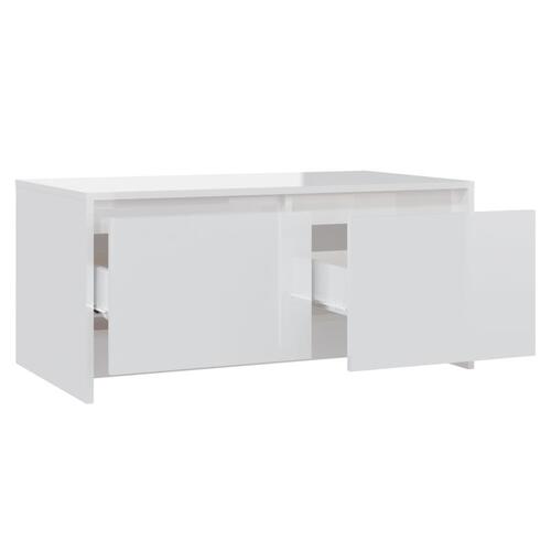 Sofabord 90x50x41,5 cm konstrueret træ hvid højglans