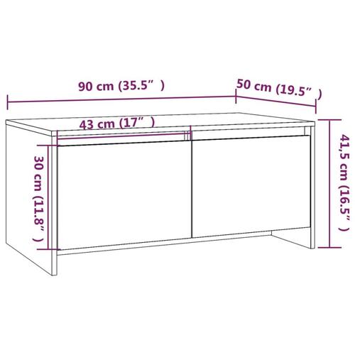 Sofabord 90x50x41,5 cm konstrueret træ hvid højglans