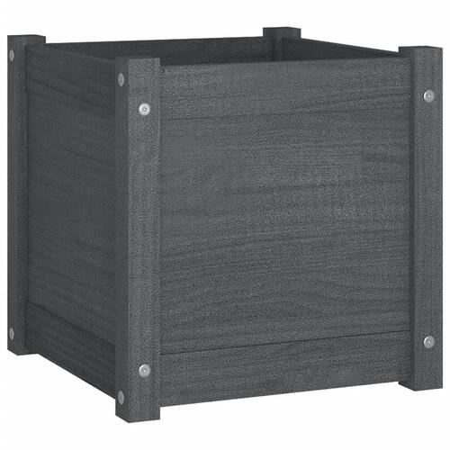 Plantekasse 40x40x40 cm massivt fyrretræ grå