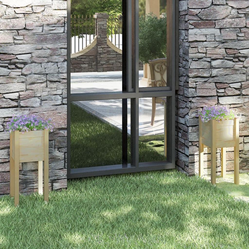 Plantekasser 2 stk. 31x31x70 cm massivt fyrretræ