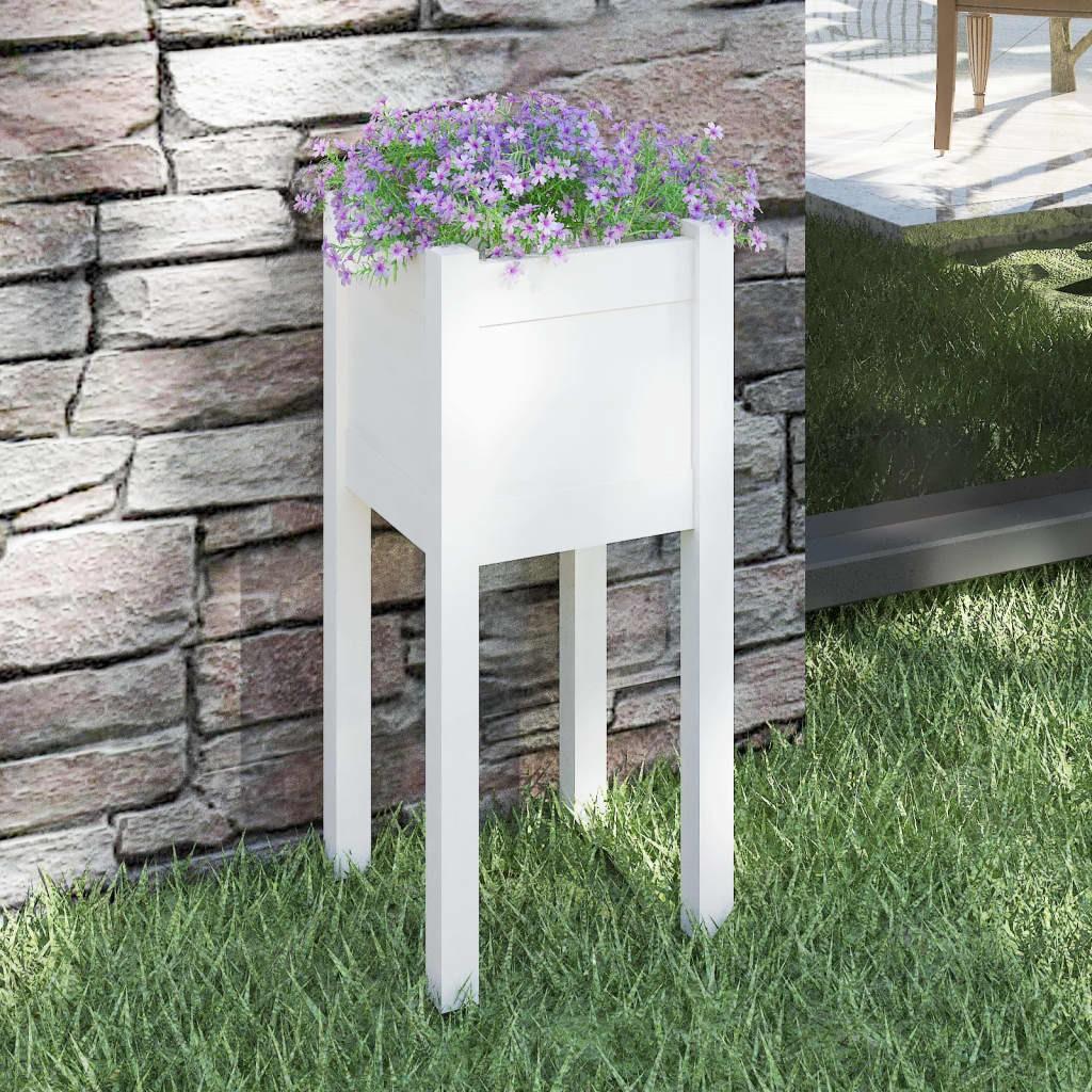 Plantekasse 31x31x70 cm massivt fyrretræ hvid