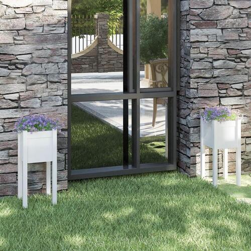 Plantekasser 2 stk. 31x31x70 cm massivt fyrretræ hvid