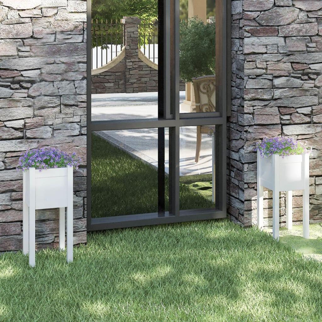 Plantekasser 2 stk. 31x31x70 cm massivt fyrretræ hvid