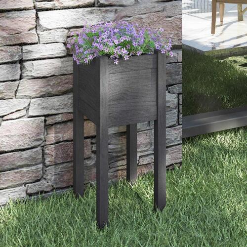 Plantekasse 31x31x70 cm massivt fyrretræ grå