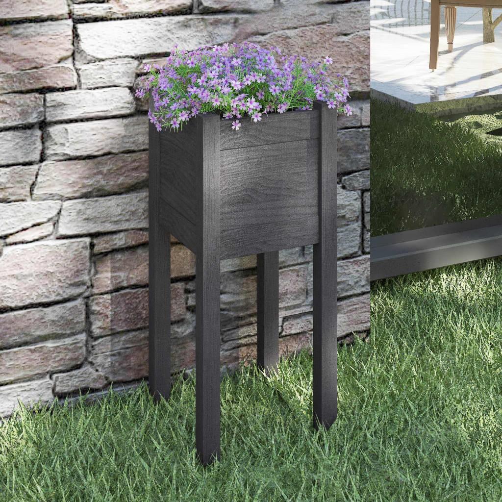 Plantekasse 31x31x70 cm massivt fyrretræ grå