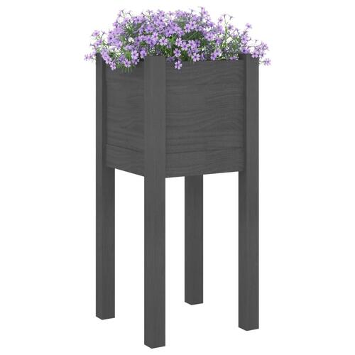 Plantekasse 31x31x70 cm massivt fyrretræ grå
