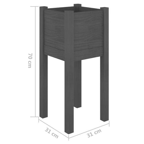 Plantekasse 31x31x70 cm massivt fyrretræ grå