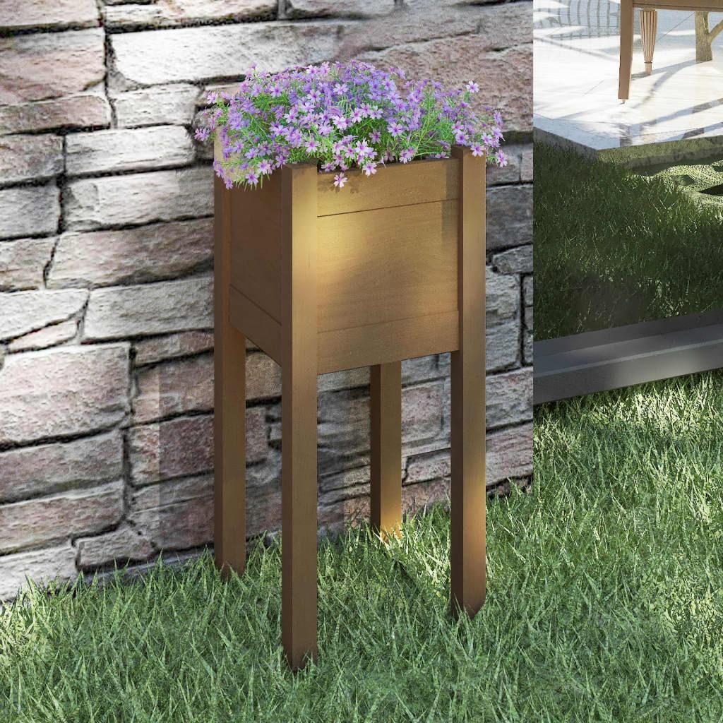 Plantekasse 31x31x70 cm massivt fyrretræ gyldenbrun
