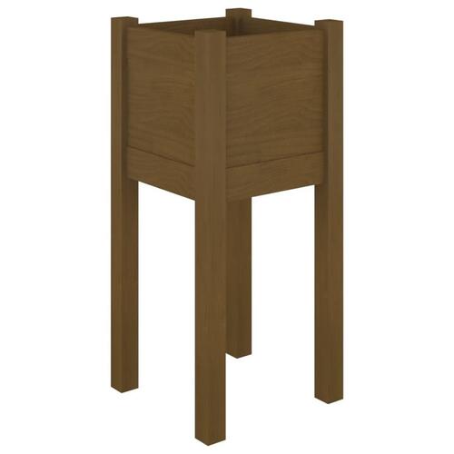 Plantekasse 31x31x70 cm massivt fyrretræ gyldenbrun