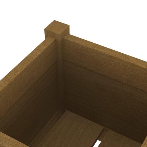 Plantekasse 31x31x70 cm massivt fyrretræ gyldenbrun