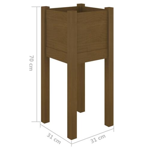 Plantekasse 31x31x70 cm massivt fyrretræ gyldenbrun