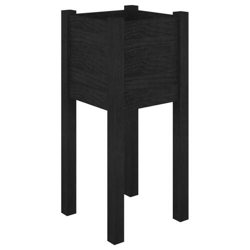 Plantekasse 31x31x70 cm massivt fyrretræ sort